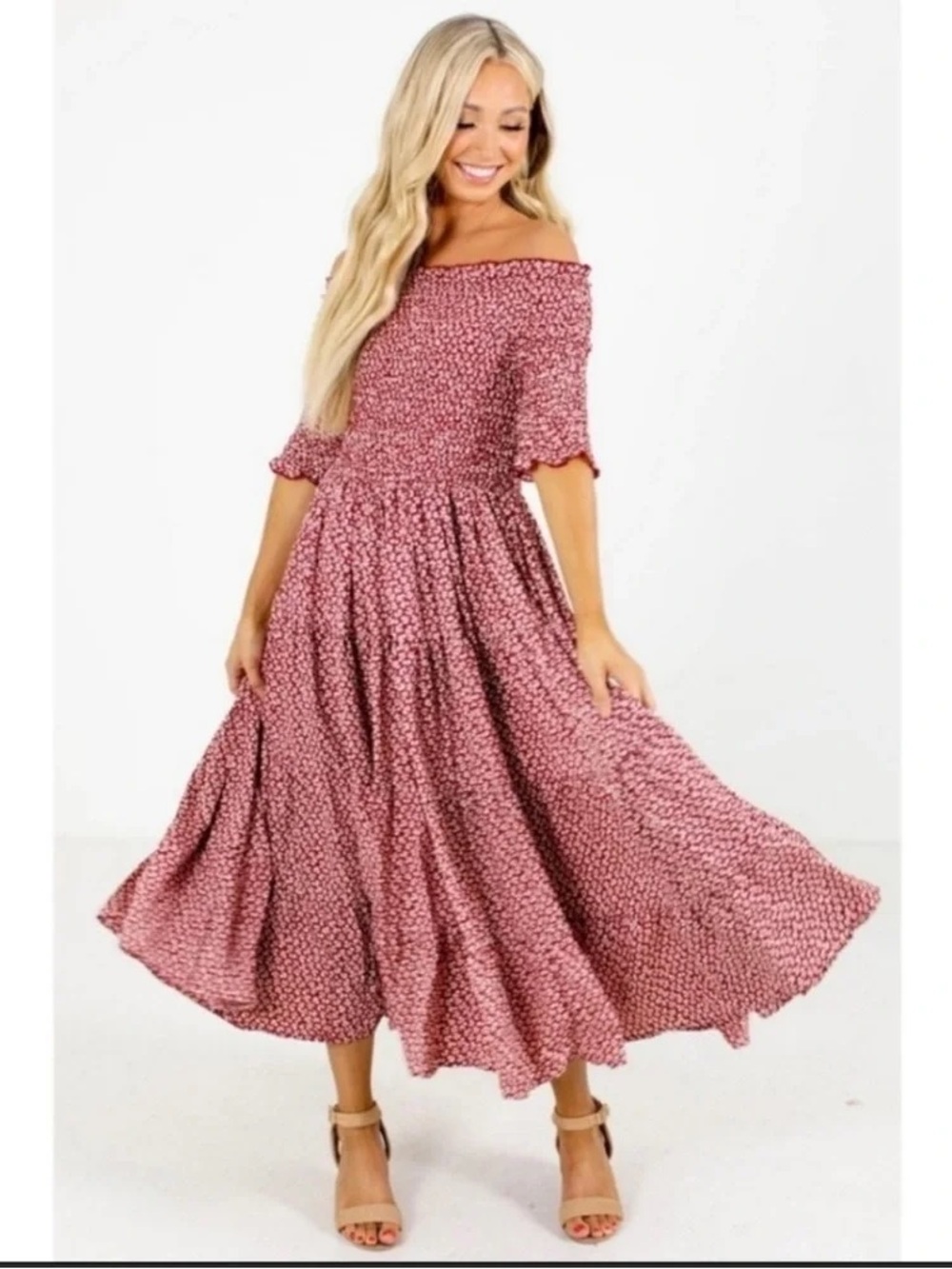 orange creek Ditsy floral tiered Midi Dress